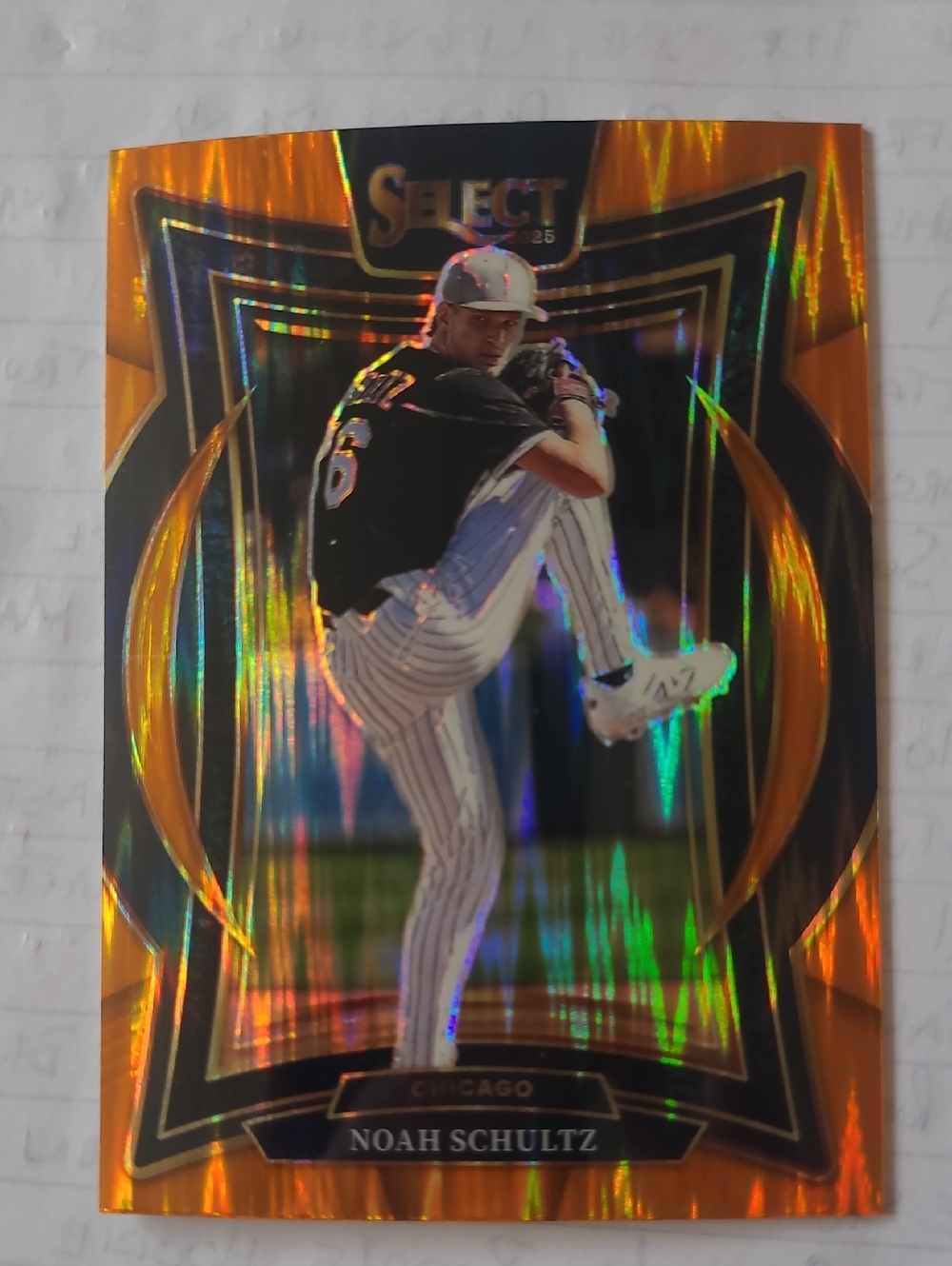 Select Noah Schultz Orange Prizm Baseball Card - Chicago